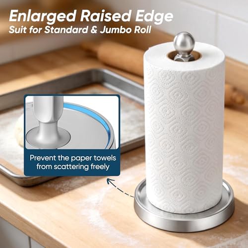 theaoo Paper Towel Holder Countertop, One-Handed Tear - Image 4