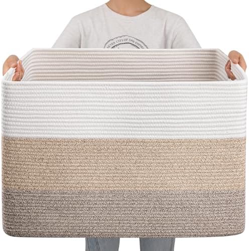 OIAHOMY 108L Extra Large Blanket Basket Dog Toy Basket Gradient Brown by MasterofSpaceOptimization