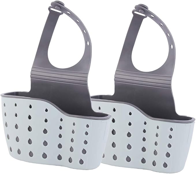 EC Kitchen Sink Caddy Sponge Holder Plastic Hanging Ajustable Strap Faucet Caddy by EC+ELEGANTCHAM