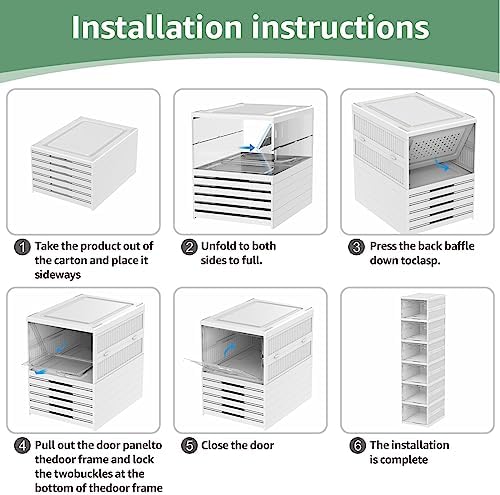 Shoe Storage Organizer Box 6-Tier Foldable Collapsible Stackable Shoe Rack Bins - Image 4