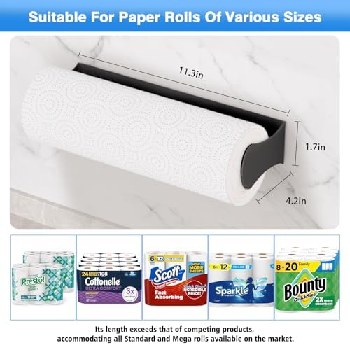 Paper Towel Holder Under Cabinet, Wall Mount, Adhesive or Screw - Image 5