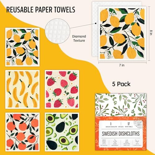 Swedish Dishcloths for Kitchen, Swedish Dish Cloths 5 Pack, Super Absorbent - Image 2