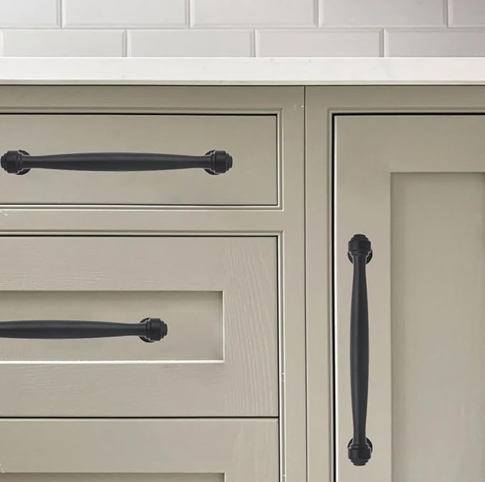 khtumeware 2 Pack 3 Inch(76mm) Black Cabinet Pulls Black Kitchen Matte Black Cabinet Handles Kitchen Cabinet Hardware for Cupboard Drawer Handles Dresser Pulls