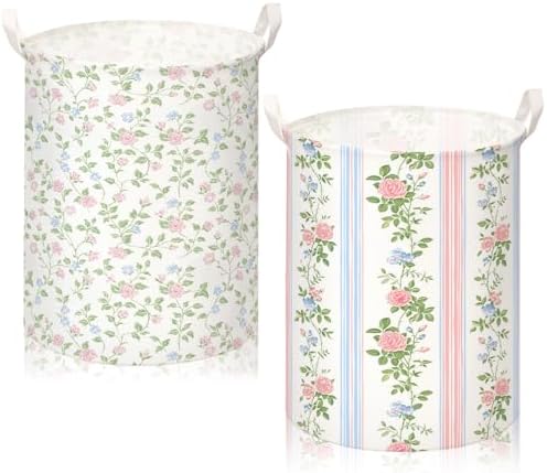CroBlissful 2 Pcs Laundry Basket Coquette Storage Basket by CroBlissful