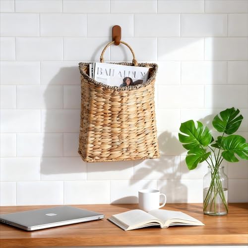Woven Hanging Wall Basket, Rattan Wall Basket Planter, Front Door Hanger Basket - Image 2