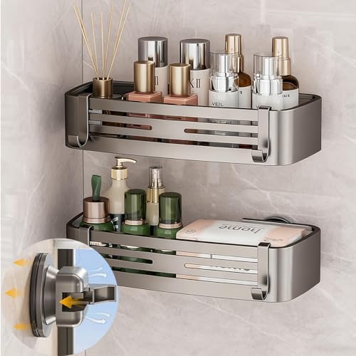 2Pcs Suction Cup Shower Caddy, Upgrade Extra-Strong Suction Shower Shelves by ONXEBornforqualityNeverWasteYourMoney
