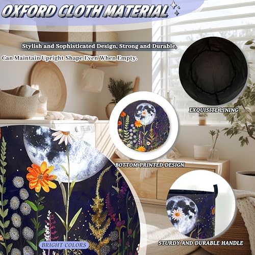 Moon Flowers Laundry Basket Oxford Cloth Hamper18.9"x16.5" - Image 6