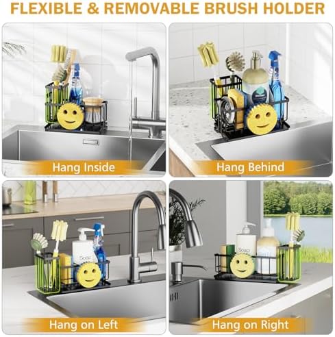 Epicano Sink Caddy Sponge Holder, Smiley Face Sponge Rack - Image 4