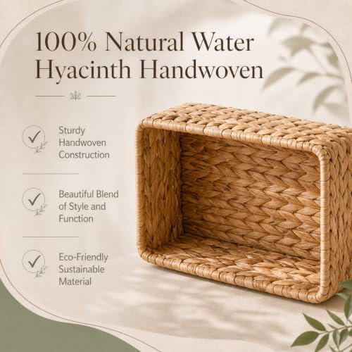 3 Pack Wicker Wall Basket for Bathroom, Rattan Hanging Paper Basket - Image 4