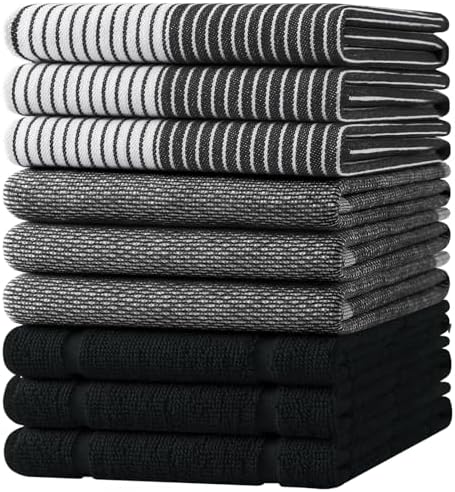 Homaxy 9 Pack Cotton Terry Premium Kitchen Towels, 18 x 28 in by Homaxy