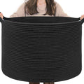 INDRESSME XXXLarge Woven Rope Blanket Basket Living Room Black by INDRESSME