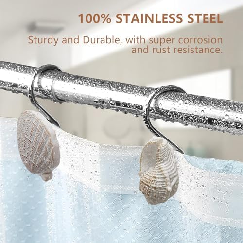 12-Pack Coastal Shower Curtain Hooks – Decorative Seashell Starfish Conch - Image 3