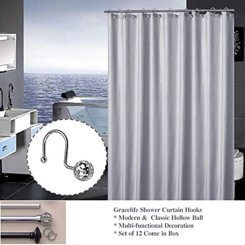 Gracelife 12Pcs Hollow Ball Shower Curtain Hooks Luxury Quality Rustproof - Image 5