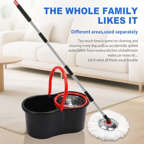 Spin Mop and Bucket with Wringer Set, 360° Spinning Mop Bucket System with 3 - Image 7