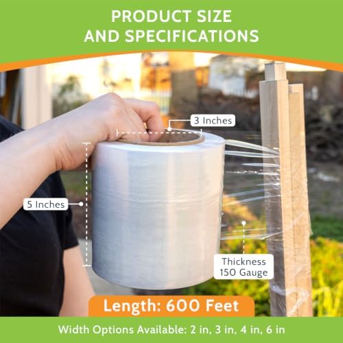 PSBM Mini Stretch Wrap with Plastic Handle, 12 Rolls 5 Inch x 600 Feet 150 - Image 6