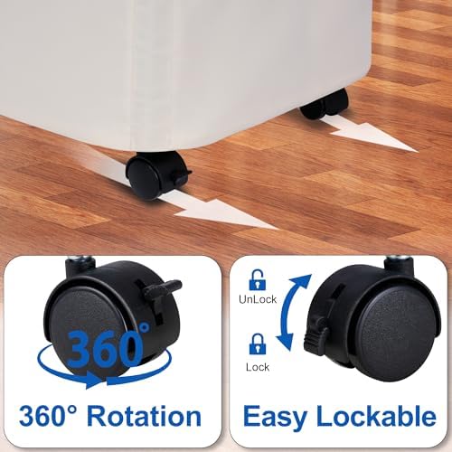 Slim Laundry Hamper with Wheels, 25 Gal Rolling Laundry Basket with lid and - Image 4