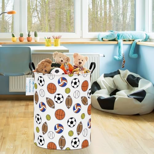 Round Laundry Basket Collapsible Storage Hamper Organizer Colorful Balls - Image 5