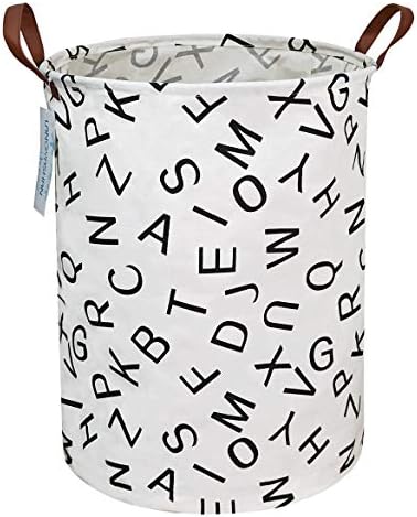 Round Laundry Basket Collapsible Storage Hamper Organizer Alphabet by LANGYASHAN
