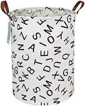 Round Laundry Basket Collapsible Storage Hamper Organizer Alphabet by LANGYASHAN