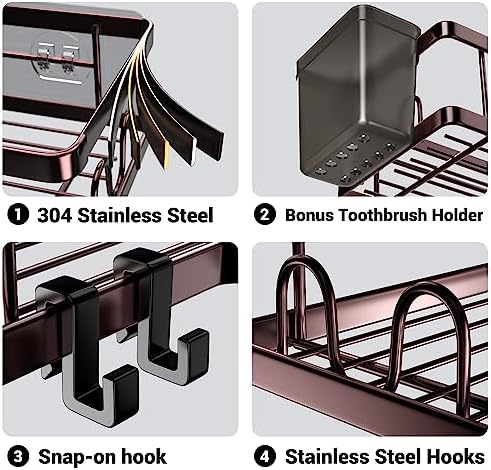 AKTECKE Shower Caddy Corner Organizer: 2Pack Adhesive Shower Shelf Essentials - Image 5