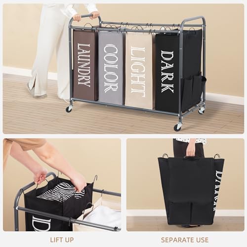 STORAGE MANIAC Laundry Sorter 4 Section, 47.5 Gal Laundry Hamper - Image 4