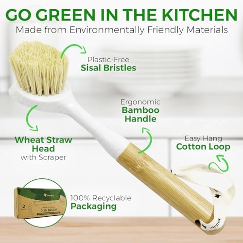 AIRNEX Bamboo Dish Brush Set of 2 - Image 2