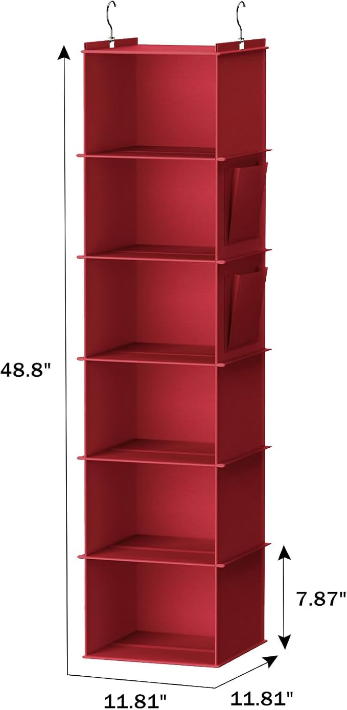 YOUDENOVA Hanging Closet Organizer and Storage, Dark Red | Breathable Fabric - Image 3