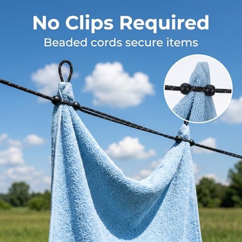 Ymapinc Travel Clothes Line, 9.8Ft 12 Beads Portable Clothesline, Non-Slip - Image 4