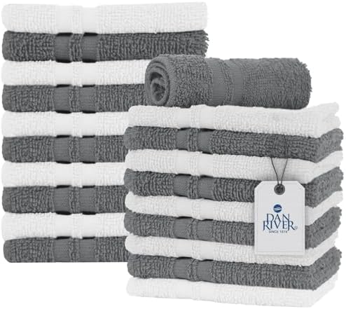 DAN RIVER 100% Cotton Washcloths 20 Pack Premium Quality Face and Body Cloth by DanRiver