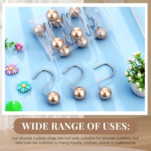 Threehoney 12 Pcs Cute Shower Curtain Hooks Shower Curtain Ring - Image 5