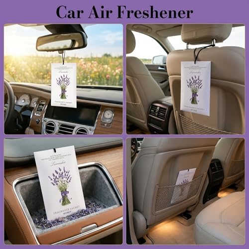 MYARO 12 Pack Lavender Scented Sachets, Closet Deodorizer Car Air Freshener - Image 3