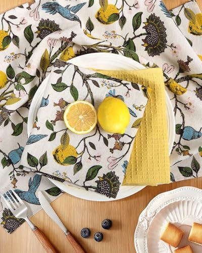 Miss Adola 4pcs 270GSM Cotton Kitchen Towels, Lemon Bird - Image 2