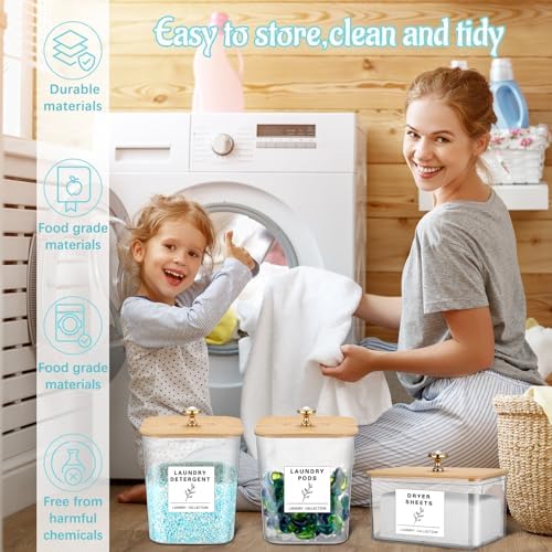 Reallnaive 5 Pcs Laundry Pods Container and Dryer Sheet Holder, 3L Laundry Room - Image 4