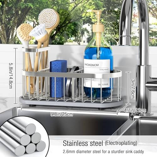 Sink Caddy Kitchen Sink Organizer, Sponge & Brush Holder, Stone Drying Mat - Image 2