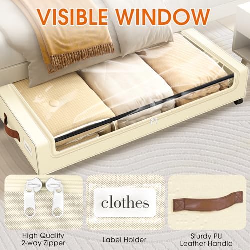Under Bed Storage with Wheels 2Pack Storage Containers with Clear Window - Image 3