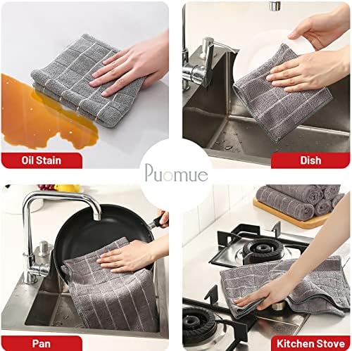 Puomue Microfiber Kitchen Towels and Dishcloths Set, 26 X 18 Inch and 12 X 12 - Image 3