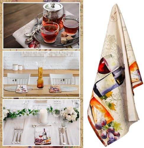 Bencailor 6 Pcs Red Wine Kitchen Towels Decorative Sets Dish Towels Absorbent - Image 2