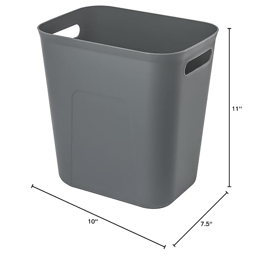 UUJOLY Plastic Small Bathroom Trash Can Wastebasket, 3.5 Gallon, Dark Grey | - Image 3
