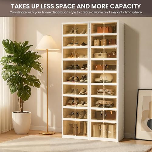 Foldable Shoe Organizer Storage Box Set of 4, Portable Extra Large Folding Shoe - Image 4