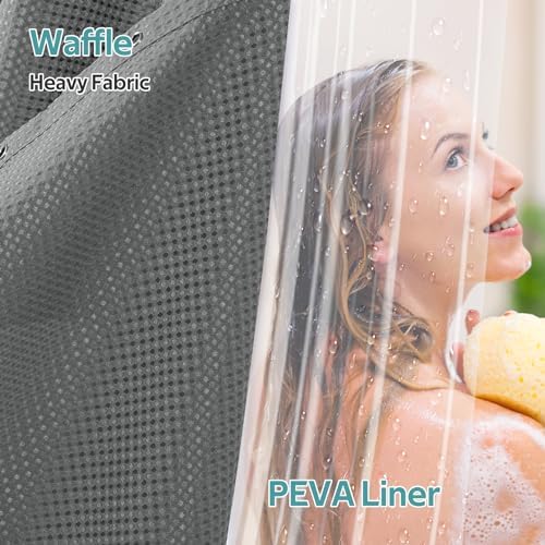 Vipfree 3 in 1 Shower Curtain Set, Waffle Shower Curtain and Liner Set - Image 3