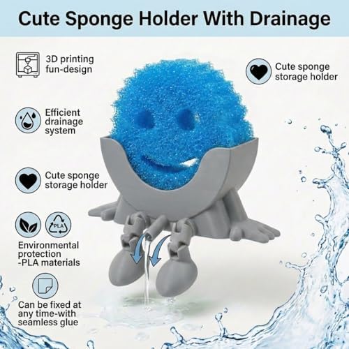 Creative Drainage Sponge Holder: Traceless Glue, 3D Printed Funny Kitchen Sink - Image 2
