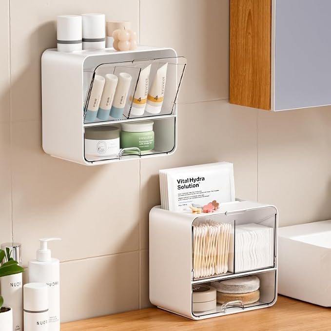 Qtip Holder for Bathroom Container, Wall Mounted & Countertop Cotton Swab - Image 7