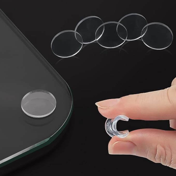 Extremely Large Size Soft Self Adhesive Glass Table Top Bumper, Transparent Anti Slide and Scratch for Heavy Glass Table, Rubber Pad to Avoid The Movement of Glass (Round, 20 PCS)