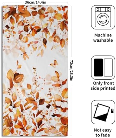 Orange Fall Hand Towels Set of 2 Eucalyptus Decorative Fingertip Towels - Image 2