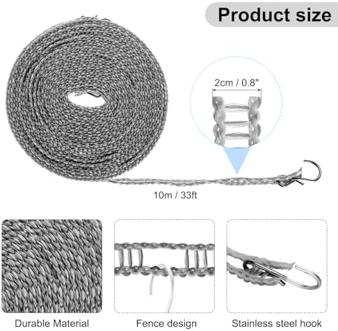 uxcell Windproof Clothesline, 10M 33ft Plastic Non-Slip Clothes Drying Rope - Image 2