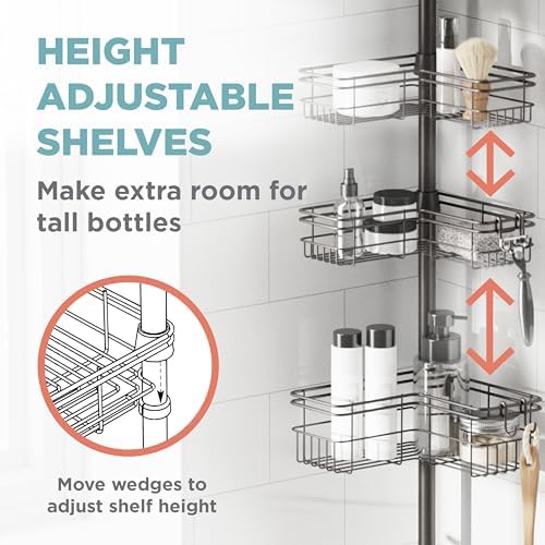 Zenna Home Tension Pole Shower Caddy Corner Organizer, Adjustable Standing - Image 4