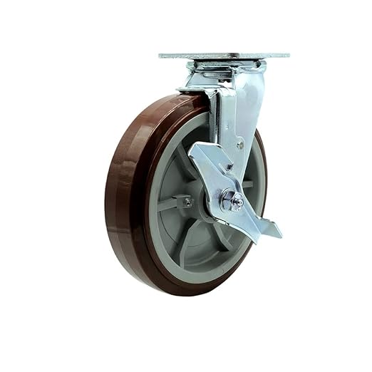 Service Caster Brand Replacement Caster for Uline Caster H-4943SWB - Swivel Top Plate Caster with 8 Inch Polyurethane Wheel and Top Lock Brake - Fits Platform, U-Boat and Panel Trucks H-4148