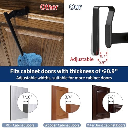STWWO 2 Pack Over Cabinet Doors Towel Holder Rack Bars - Image 3