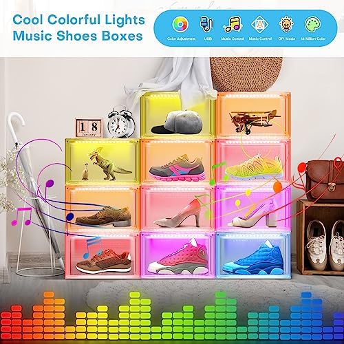 Oltraman LED Smart Shoe Boxes Display Case, Stackable Storage Organizers - Image 2