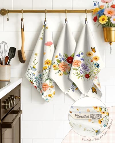 Miss Adola Flour Sack Kitchen Towels Set of 4, Retro Flower - Image 3